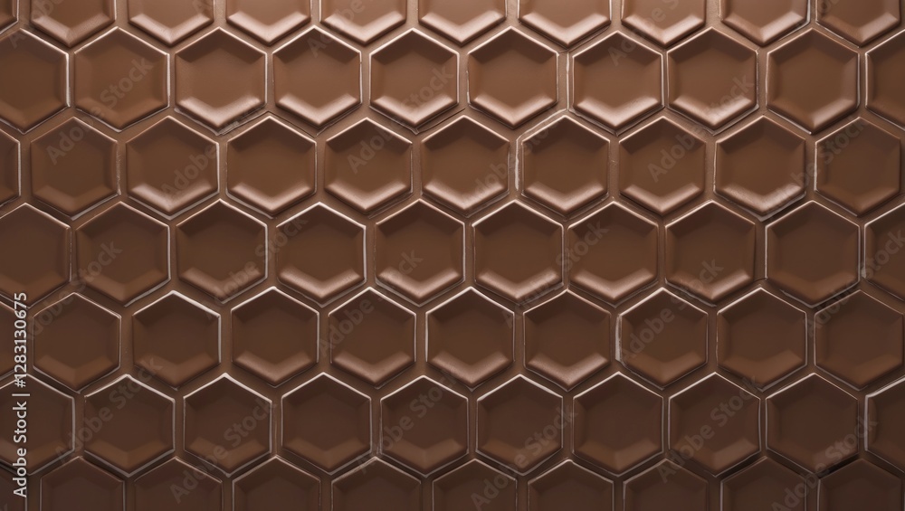 Poster hexagonal tile pattern in rich mocha tones with a smooth metallic finish ideal for modern interior d