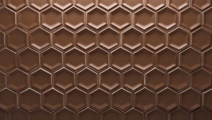 Hexagonal tile pattern in rich mocha tones with a smooth metallic finish ideal for modern interior design and background applications