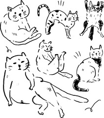 cats outline elements design for templates.