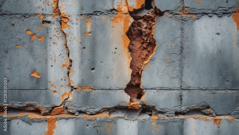 Poster textured concrete wall with rust and damage showcasing vintage aesthetic for background use in desig