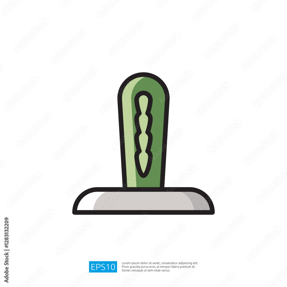 Poster stylized cactus icon in green color on a minimalist background with simple design elements and moder