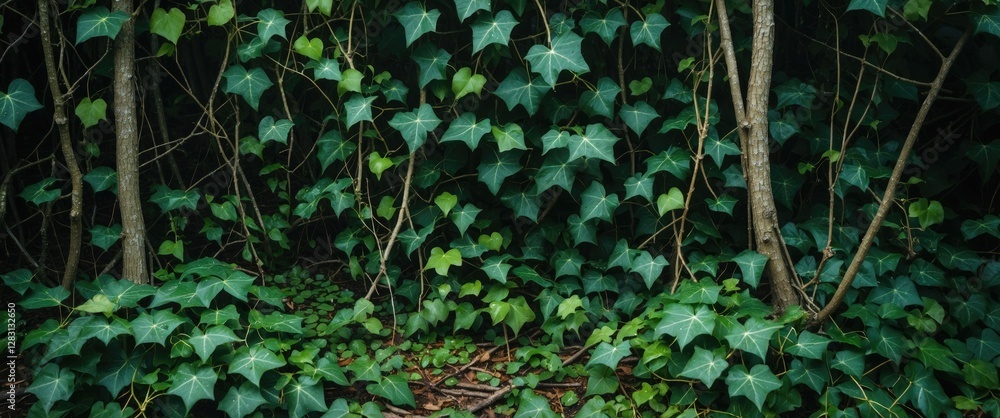 Canvas Prints Lush green ivy and young trees creating a vibrant forest floor environment rich in biodiversity and natural beauty