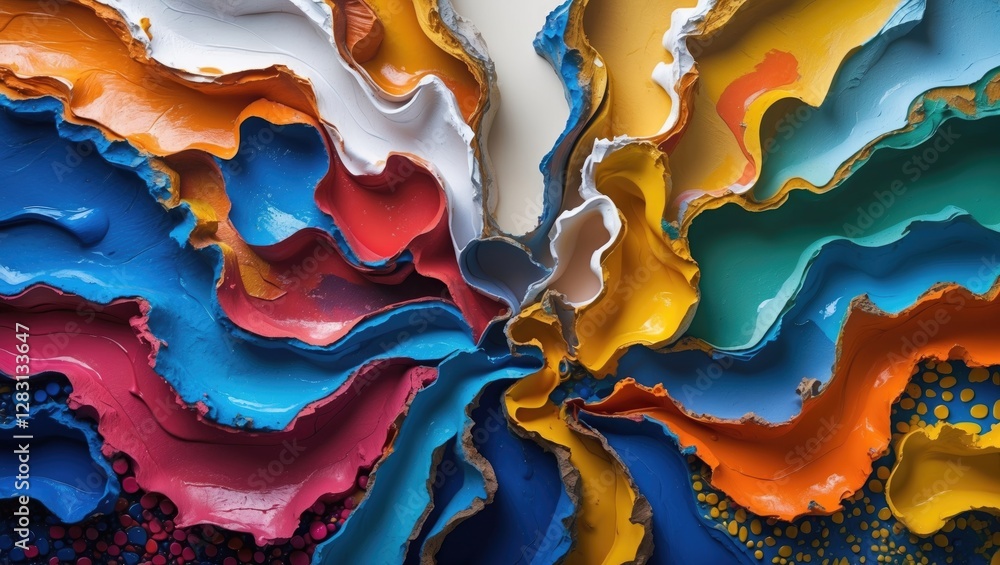 Poster vibrant abstract texture of colorful paint swirls and patterns