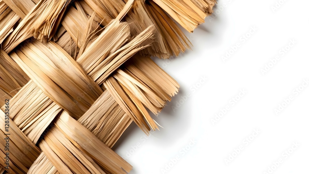 Poster a close-up of a woven texture made from natural materials, showcasing intricate patterns and soft, e