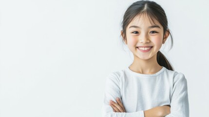 Young handsome asian woman happy face smiling with crossed arms looking at the camera. Positive Successful businesswoman, isolated on white transparent background