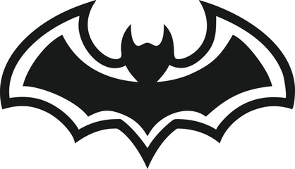 A clean, bold silhouette of a bat against a plain white background.