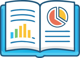 Open Book with Charts and Graphs for Data Analysis