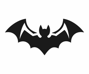 A clean, bold silhouette of a bat against a plain white background.