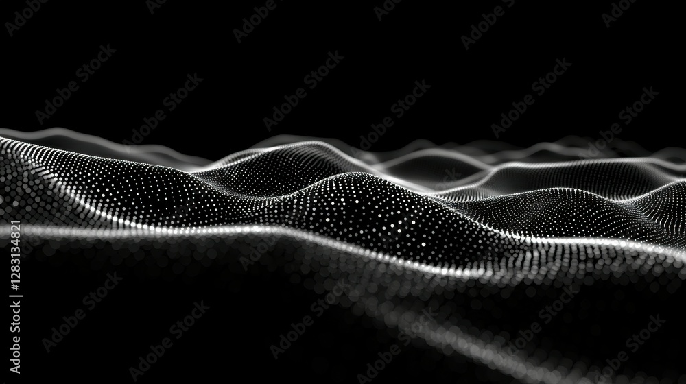 Poster abstract digital wave of particles. futuristic point wave. technology background vector. vector illu