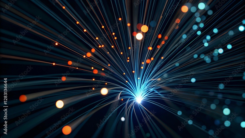 Poster wireless data transmission, high speed internet. information flow in abstract cyberspace. neural net