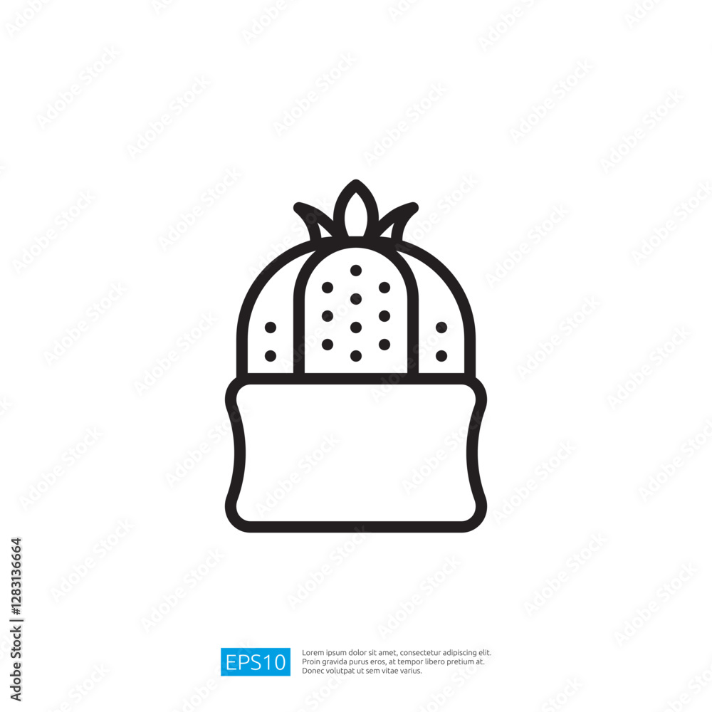 Aufkleber cactus icon simple minimalist design illustration of a potted plant with sharp edges and simplistic 