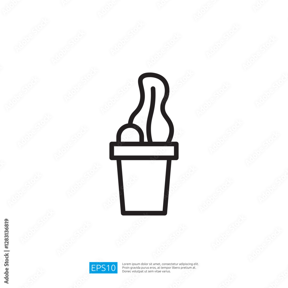 Poster stylized minimalist cactus icon in a decorative pot with clean lines and simple design