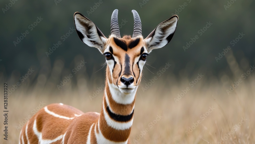 Poster elegant gazelle portrait with natural background and copy space for text or graphics