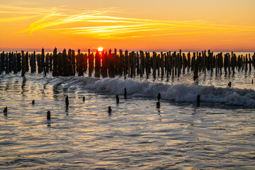 coucher de soleil sur les bouchots