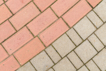 Gray and red paving slabs as texture	