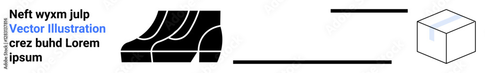 Poster geometric shapes, bold text, a cube design, and horizontal lines in a minimalistic layout. ideal for