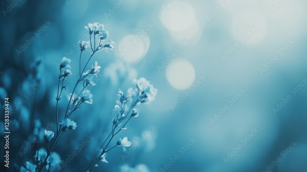 Aufkleber abstract blue background with soft light and blurred bokeh for a serene vibe