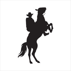 Western Horse and Cowboy silhouette vector illustrations on white