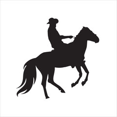Western Horse and Cowboy silhouette vector illustrations on white