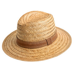 Vintage straw hat isolated on a transparent background