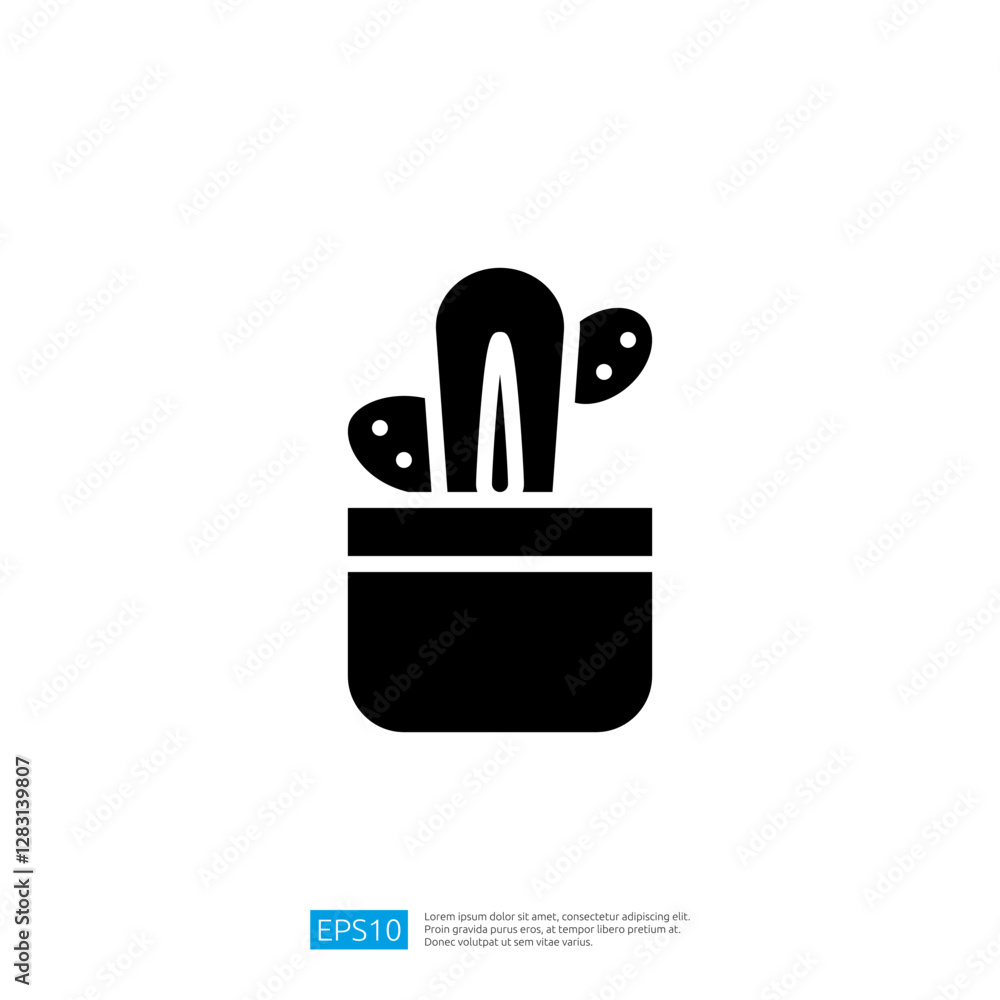 Poster cactus icon with decorative design elements in a simple flat vector style for artistic expression an