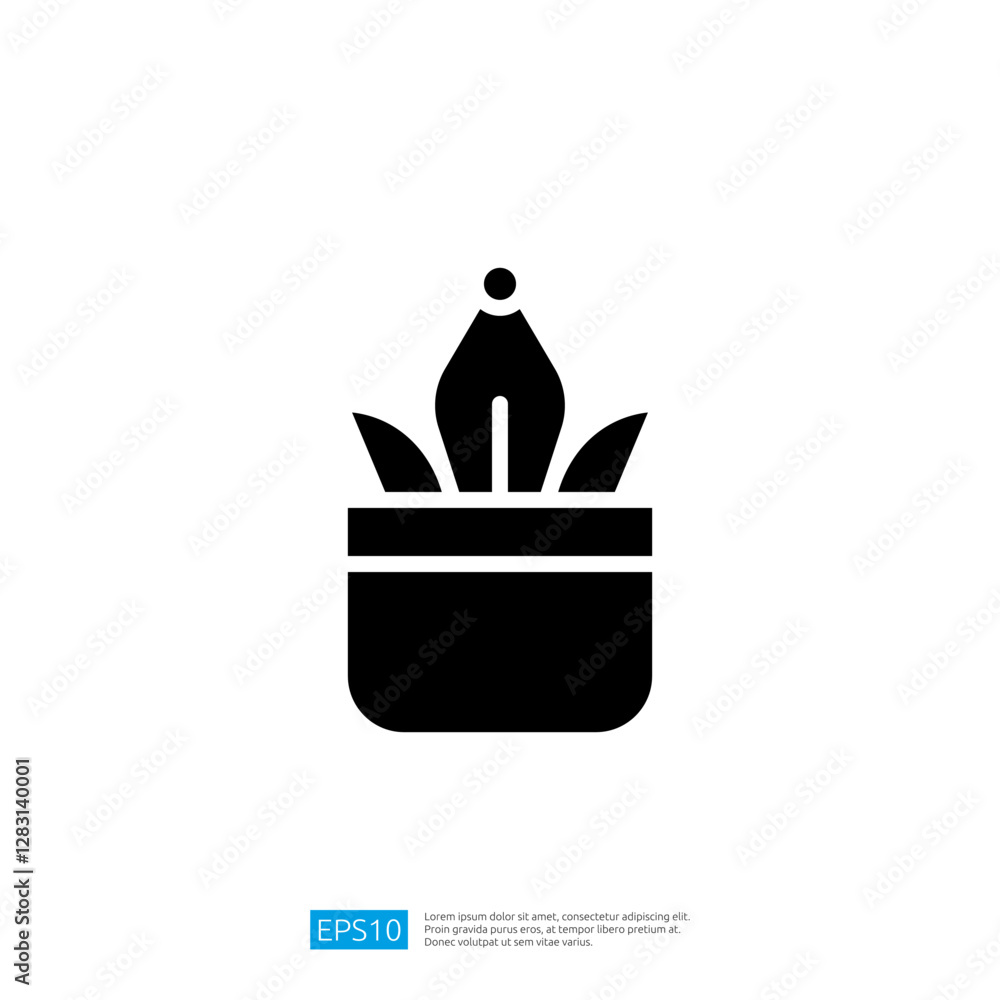 Poster stylized cactus icon in a minimalist pot with clean lines and modern design for botanical and nature