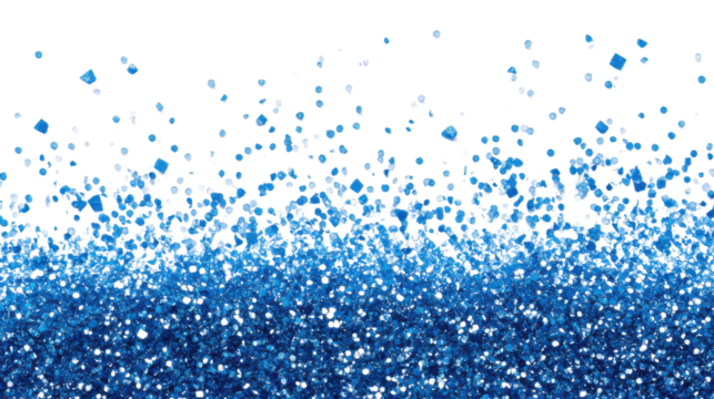 many blue particles on a blue isolated on white background