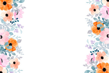 Watercolor flower frame background for wedding, birthday, card, background, invitation, wallpaper, sticker, decoration etc.