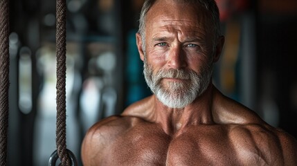 energetic elderly man lifting weights in the gym staying strong and maintaining a healthy body through strength exercise and wellness-focused training