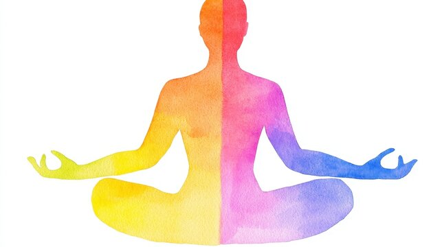 Pranic Healing Illustrations, vibrant depictions of vibrational fields and auras, featuring breathwork elements, in a watercolor style on a clean background, suitable for clipart use