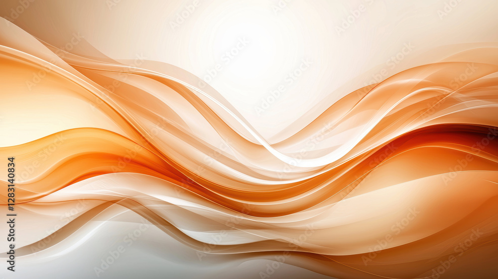 Poster energetic abstract background with dynamic orange and white waves