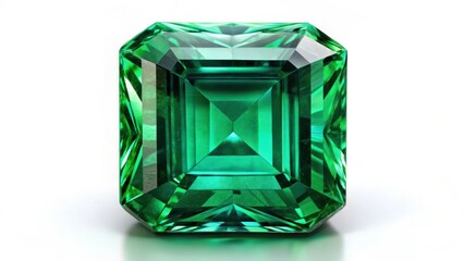 Fototapeta premium Emerald Cut Gemstone on White Background