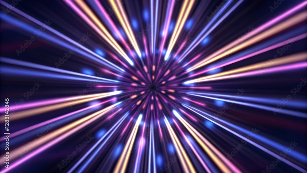 Poster radial color spirals. blue glowing lines air flow effect. speed connection background. database fast