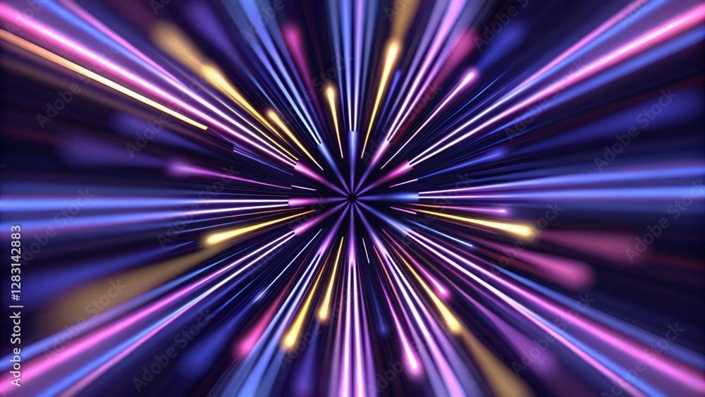 Poster radial color spirals. blue glowing lines air flow effect. speed connection background. database fast