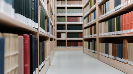 Library aisle, bookshelves, knowledge, research, quiet study space, education, learning