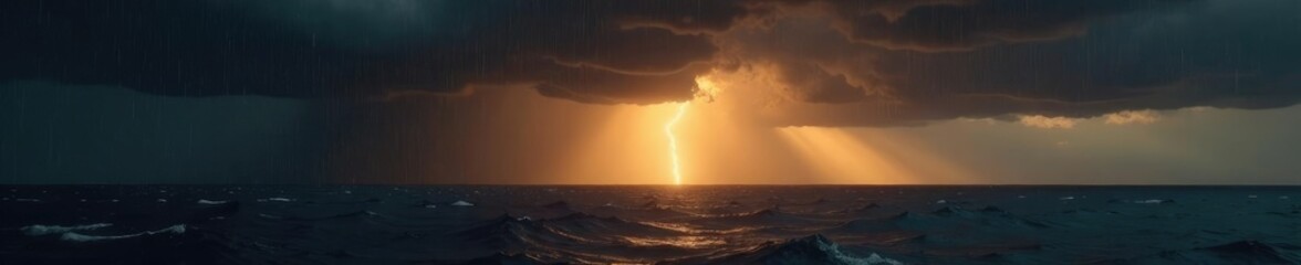 A black horizon under a dark brown stormy sky with heavy rain and strong wind, space, black horizon, atmosphere