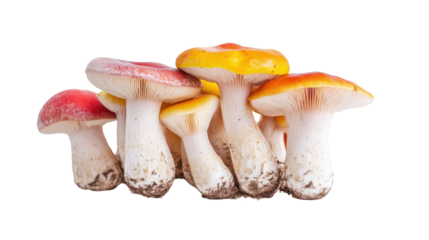 Many colored polypore mushroom Coriolus version isolated on white background 