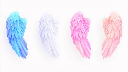 Fototapeta premium Angel Energy Symbols, featuring guardian wings, divine sigils, celestial protection, watercolor style, isolated on white, versatile clipart for spiritual and artistic projects