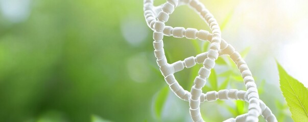 DNA Helix Intertwined with Nature, Symbolizing Genetic Connection and Biological Harmony in a Lush Environment