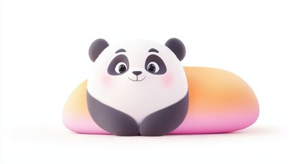 Fototapeta premium Playful Baby Panda on Soft Colorful Background with Expressive Eyes Isolated on White Surface