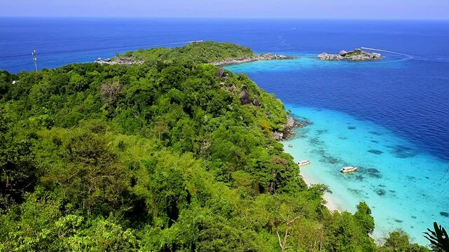 Top view from hill top at Koh Miang island No.4 in Mu Ko Similan National Park, Phang Nga, Thailand