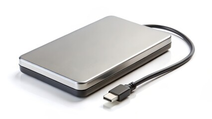 External Hard Drive on White Background