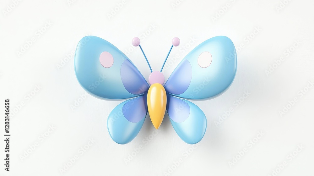 Poster bright blue butterfly with intricate patterns and smooth finishes, perfect for design projects and n