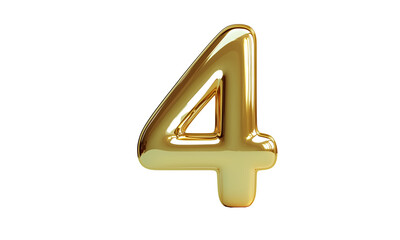 PNG 3d golden font number 4