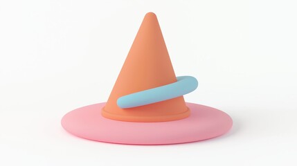 Fototapeta premium Bright Orange Traffic Cone Isolated on White Background with Soft Shadows for Creative Use in Design Projects