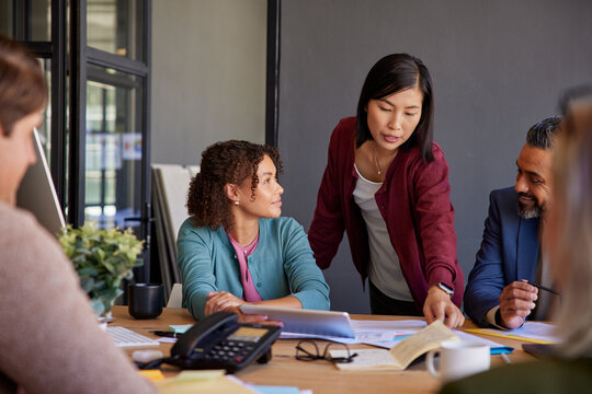 Multiethnic business people during meeting