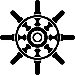 Obraz premium Ship wheel vector illustration. Maritime helm with classic design, encircled by a decorative frame. Perfect for nautical themes, logos, or marine related graphics.