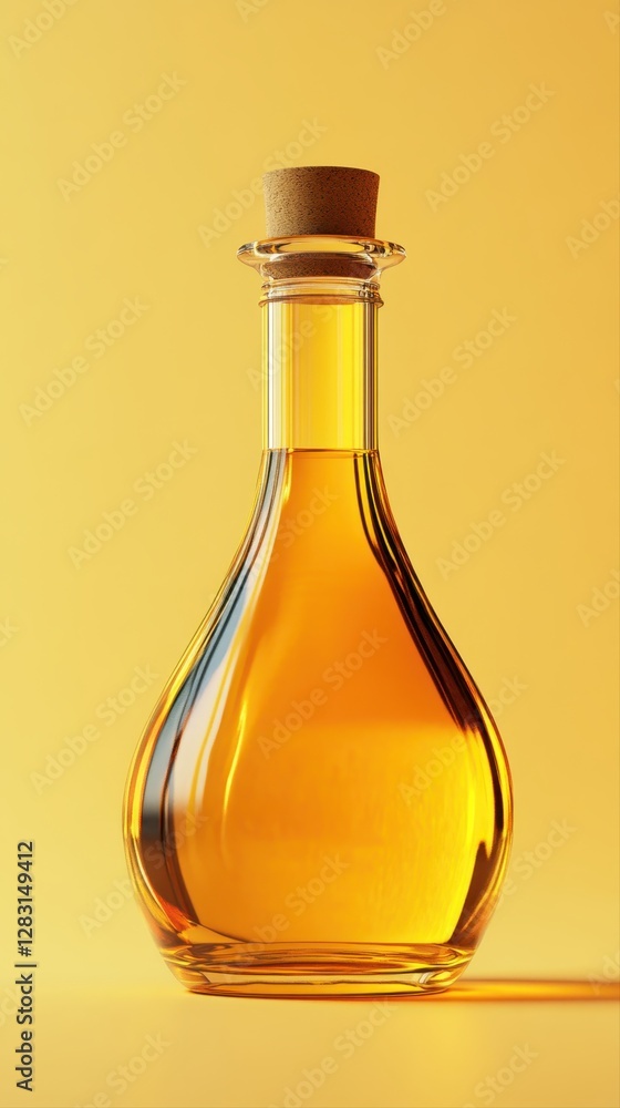 Poster bottle of honey syrup with a glossy finish displayed on a neutral background emphasizing its rich an