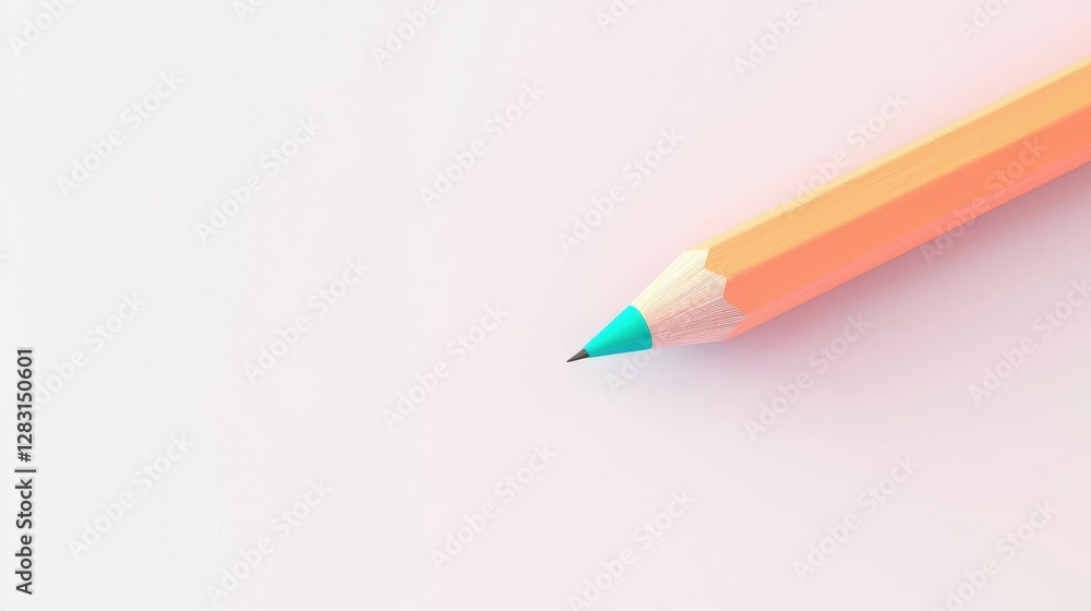 Poster Isolated Classic Wooden Pencil with Sharp Tip and Vibrant Color on Clean Background for Creative Use