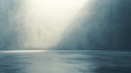 Moody Teal Room with Light Beam and Reflective Floor: Abstract Interior Design